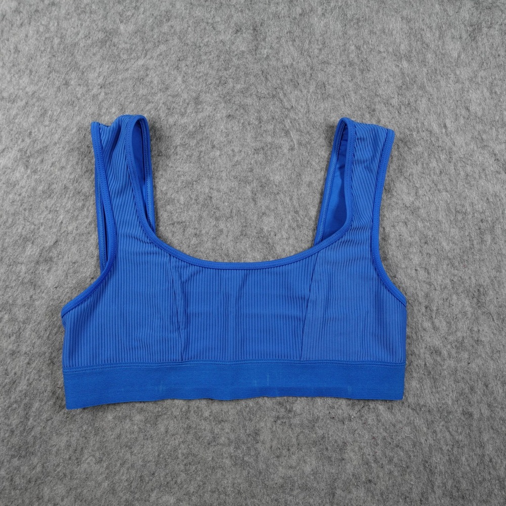 Frankies Bikinis Swim Top Women Large Blue Connor Ribbed Scoop Neck Swim Bikini